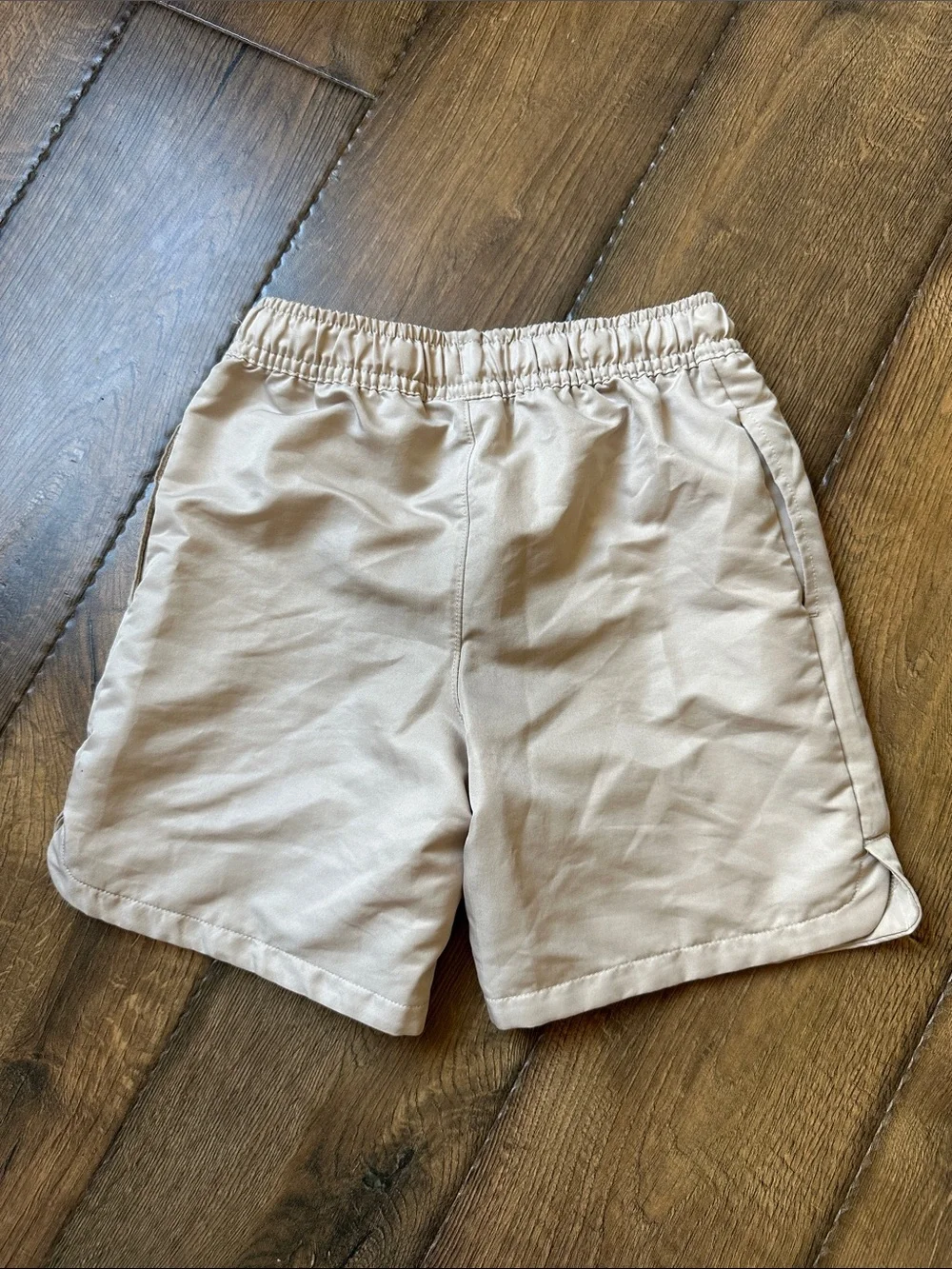 Nike Kids Beige Elastic Waist Shorts with White Drawstring